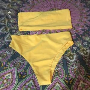 Babyboo fashion yellow hi-waisted bikini